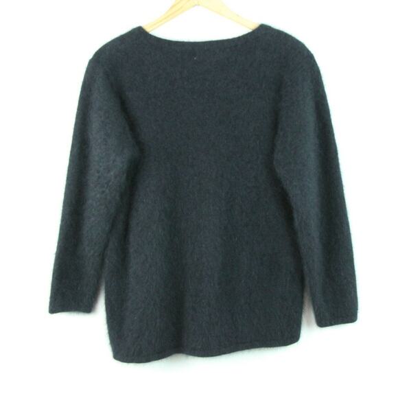 VTG 90s 70% Angora Sweater 2X L 42" Chest Black Grunge Fuzzy Pullover Bombshell - Picture 6 of 7
